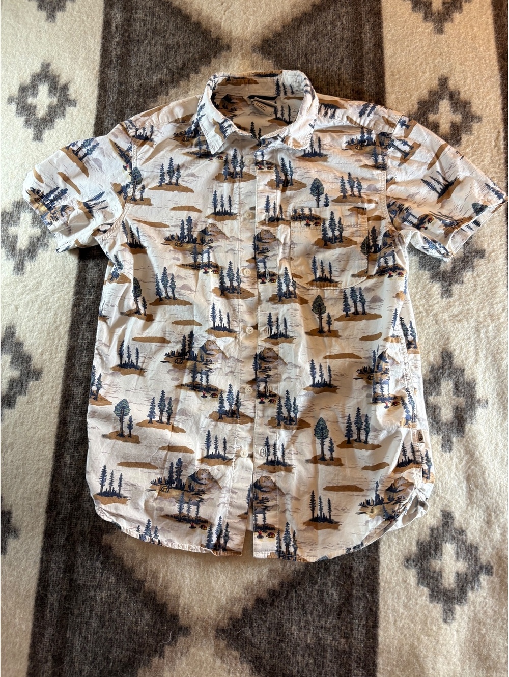 The North Face Men's Baytrail Short-Sleeve Camping Pattern Shirt - Size Small